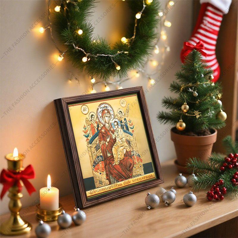 Dekorative Malerei orthodoxer Ikonen, Geweihte Ikone "Die Zarin", Malerei auf Fotorahmen, Christliche Wandkunst, 20cm*20cm, Spirituelles Dekorgeschenk
