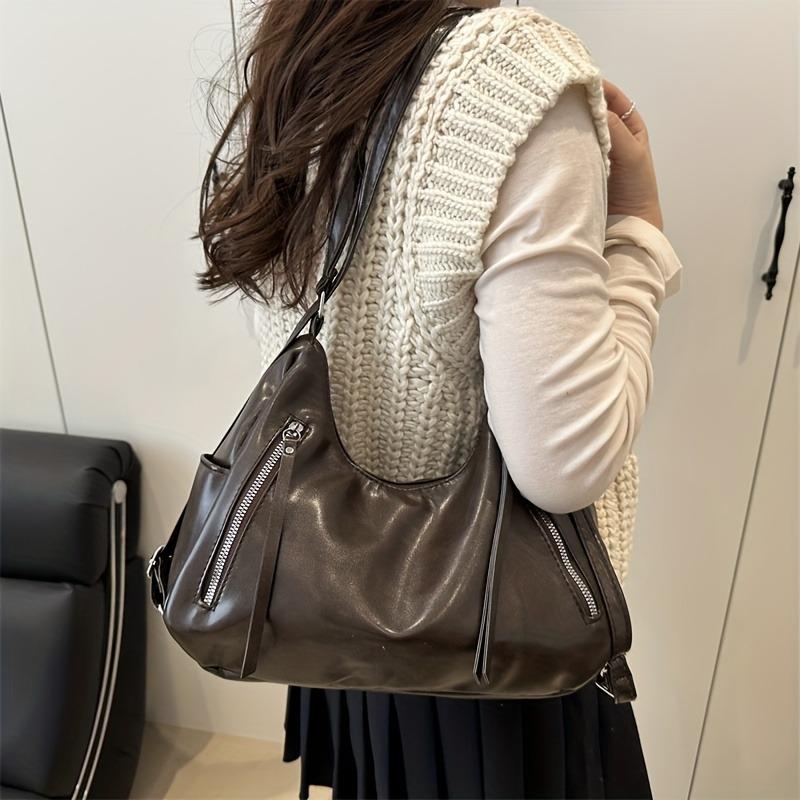 

Жіноча вінтажна сумка через плече, рюкзак, сумка-тоут темно-коричневого кольору