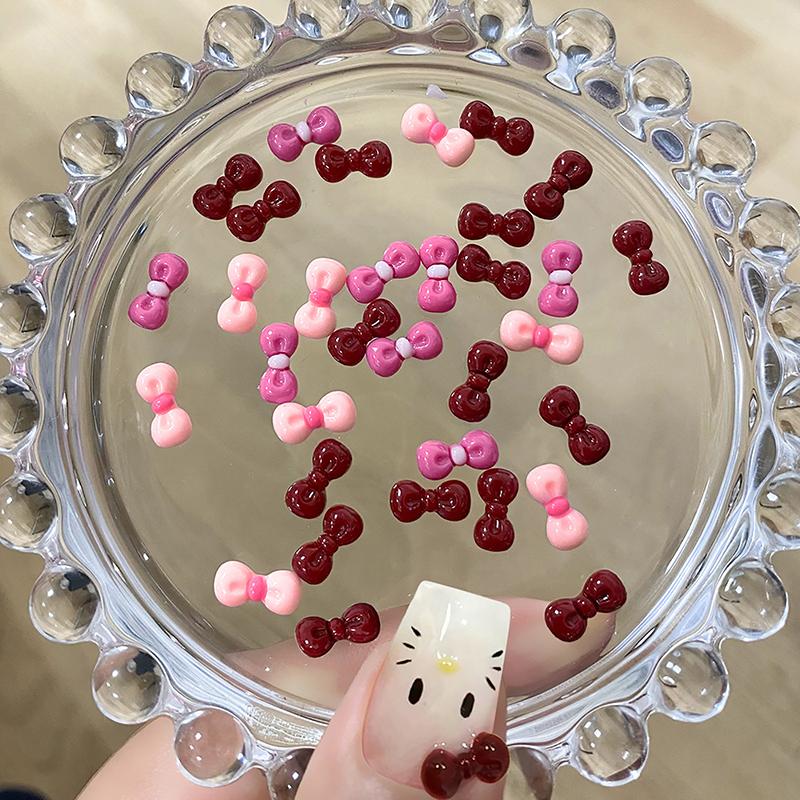 60/90/120 Pcs Resin Bow Nail Art Accessories Kawaii Girl Anime Cartoon Nails Assembly Diy Beauty Manicure Decor