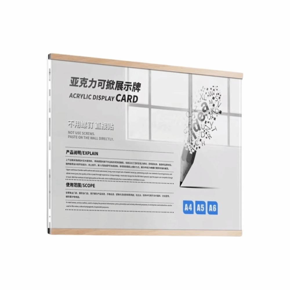 New A4/A5/A6 Acrylic Photo Frame Magnetic Transparent Acrylic Sign Holder Wall Adhesive Certificate Display Board Home Decor