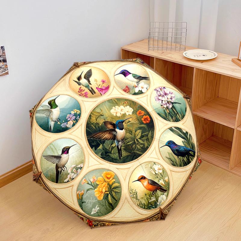 1 PC Automatic Folding Umbrella - Hummingbirds Pattern, Portable & Foldable Design with 8 Ribs, Christmas Birthday Gifts