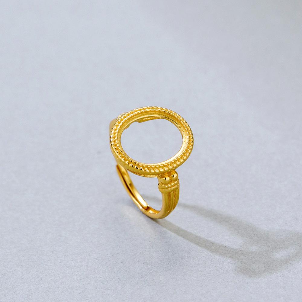 Handmade 925 Sterling Silver Gold-Plated Adjustable Ring Blank – Exquisite Light Luxury Design (10x12)