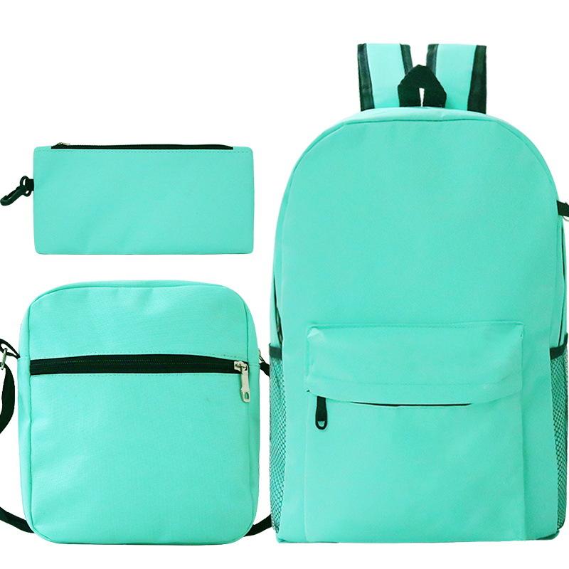 Multi-color blank backpack three-piece set Student Oxford cloth backpack + shoulder bag + pencil case three-piece set