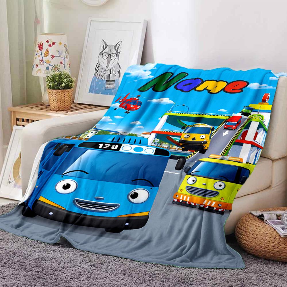 Coperta Personalizzata Nome Personalità Tayo il Piccolo Autobus Morbida e Calda per Divano Ufficio Letto Viaggio Pausa Pranzo, Regalo Adatto a Tutte le Stagioni