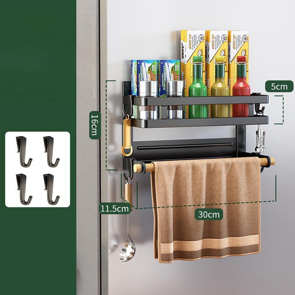 Refrigerator Magnetic Storage Rack 2-Tier Side Mount Organizer No Drilling Kitchen Hanger