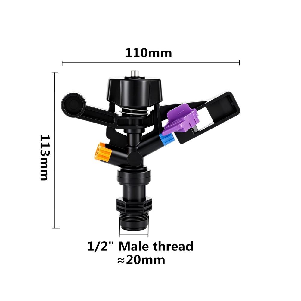 360 Degree Automatic 2-outlets Sprinkler Head 1/2" Male Thread Rotary Rocker Nozzle Garden Lawn Farmland Irrigation Sprayer 4Pcs