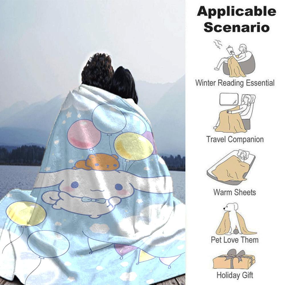 1pc Balloon Cloud Blanket Lightweight Flannel Throw for Sofa Bed Travel Camping Livingroom Office Couch Chair