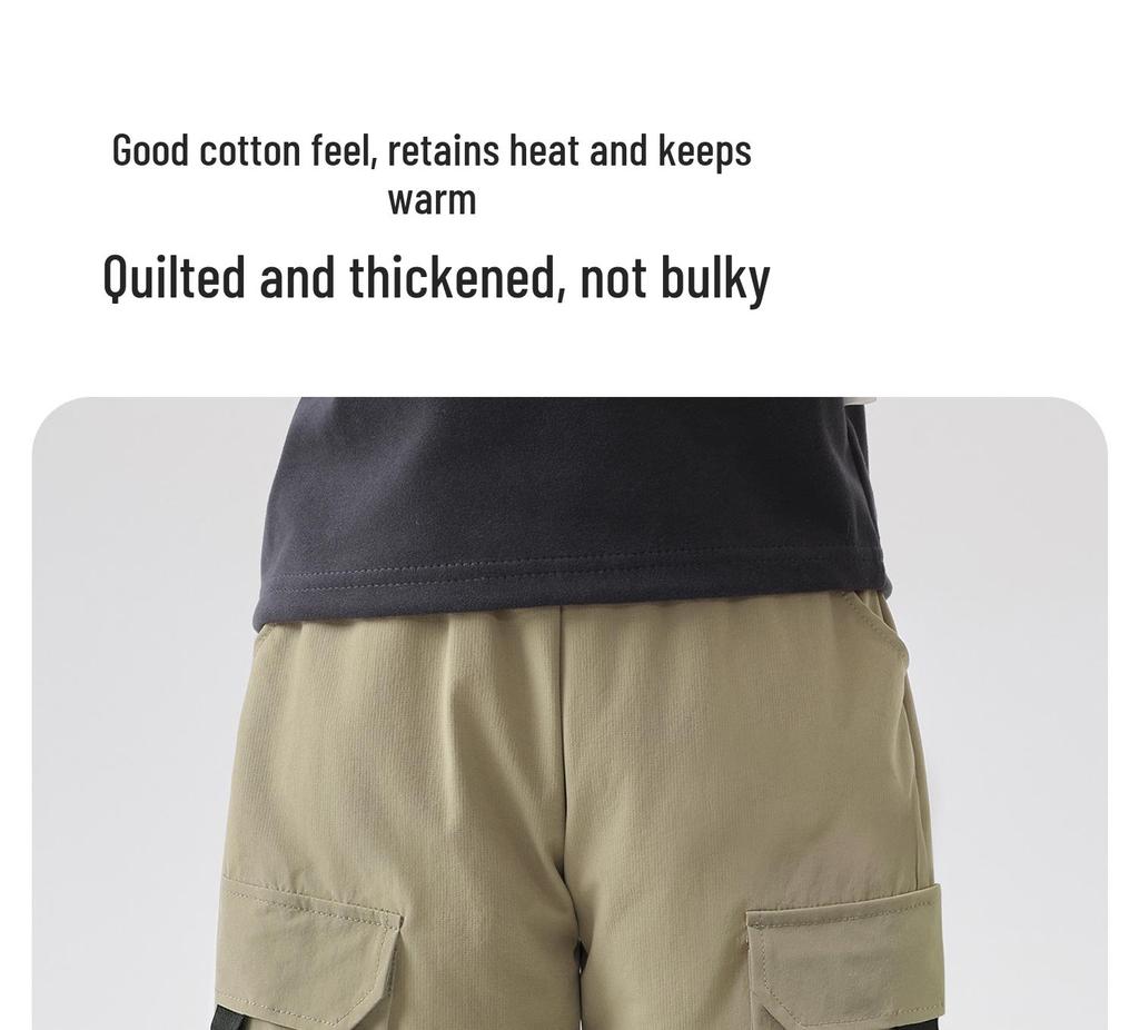 European Boys' Thickened Cotton Workwear Pants, Winter 2025 - Warm Toddler Long Pants, New Children's Clothing