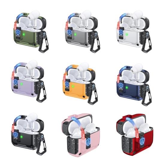 2Pcs Earbud Protective Case for AirPods Pro 3 Charging Case Shockproof Wireless Earphone Cover Protector Shell Skin with Safety Lock Phone Holder