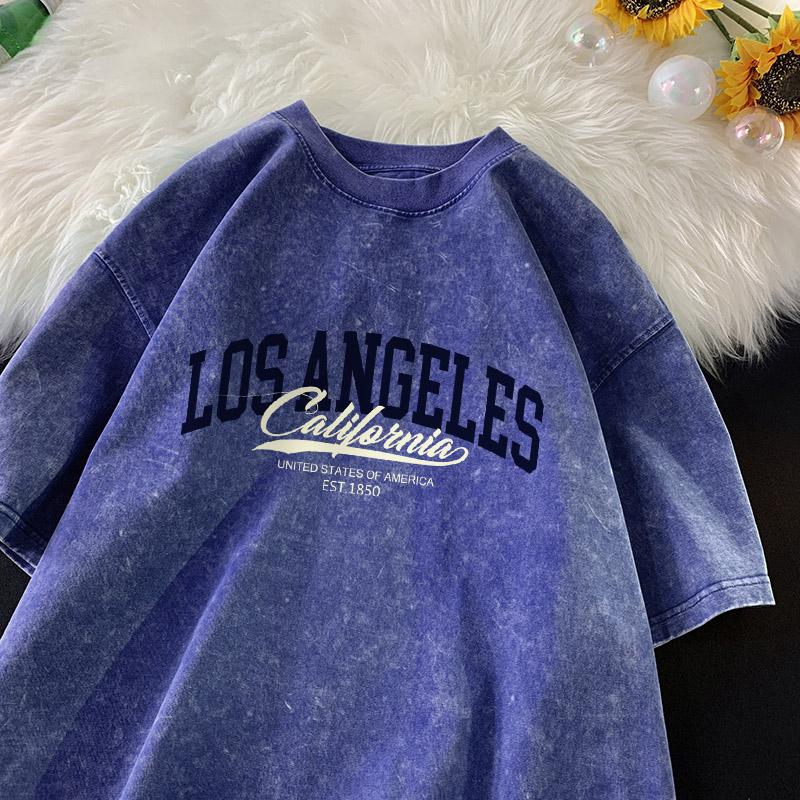 

Калифорния Основана в 1850 году Лос-Анджелес Футболка Мужская Мода Уличная Футболка Хлопок Ретро Выстиранная Короткий Рукав Футболки с Круглым Вырезом Мужские XL