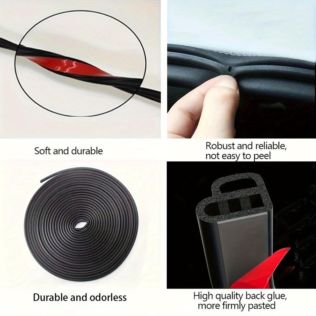 Car Door Seal Strip, Double Layer Thickened L-Shaped & T-Shaped Rubber, Soundproof Dustproof for Sedan SUV Truck