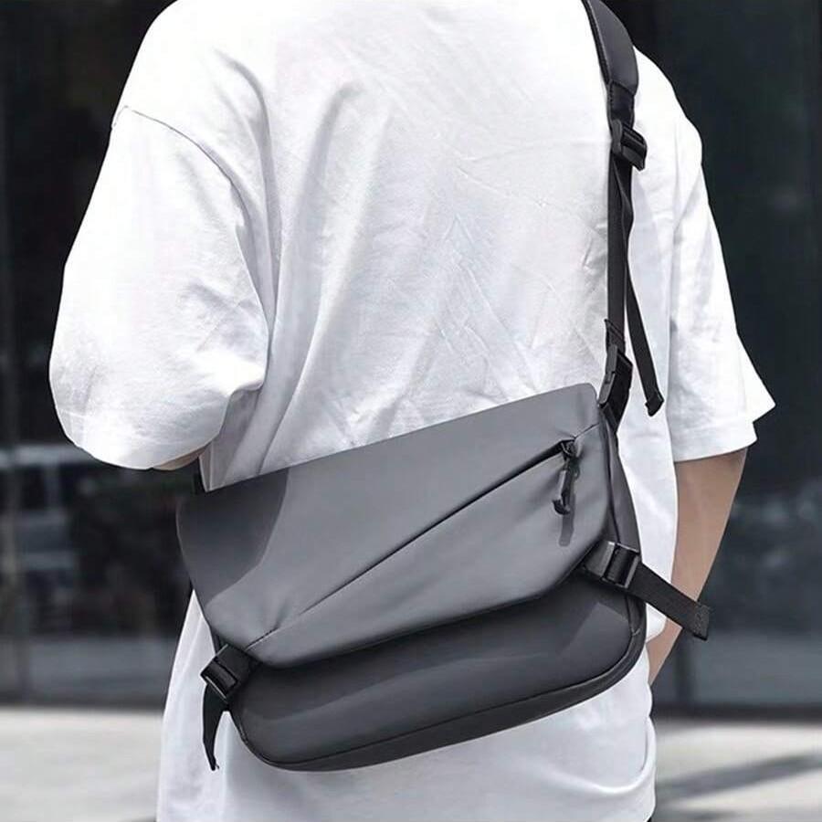 Men's Crossbody Bag, Mailman Bag, Men's Fashion, Large Capacity, Shoulder Bag, Durable and Wear-resistant Film, Solid Color Square Bag