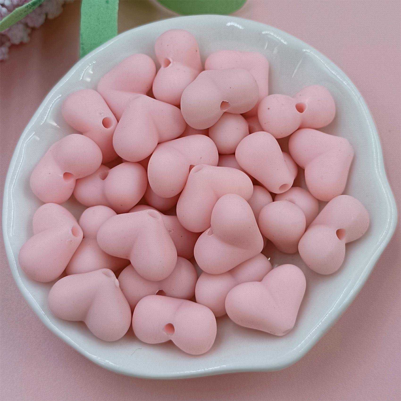 

Высококачественные 9-цветные бусины, креативные резиновые сердечки, 30 шт., аксессуары для ювелирных изделий своими руками, однотонные материалы для изготовления, модная цепочка для мобильного телефона 15x11 мм розовый