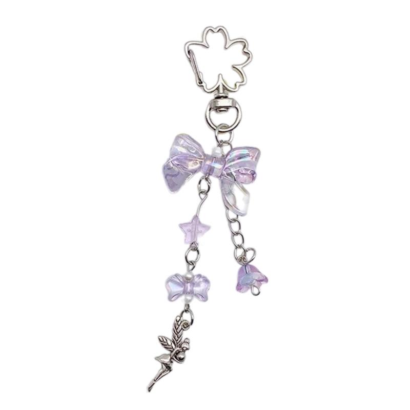 Handcrafted Beaded Keychain Bowknot Star Heart Moon Flower Phone Charm Ornament 1
