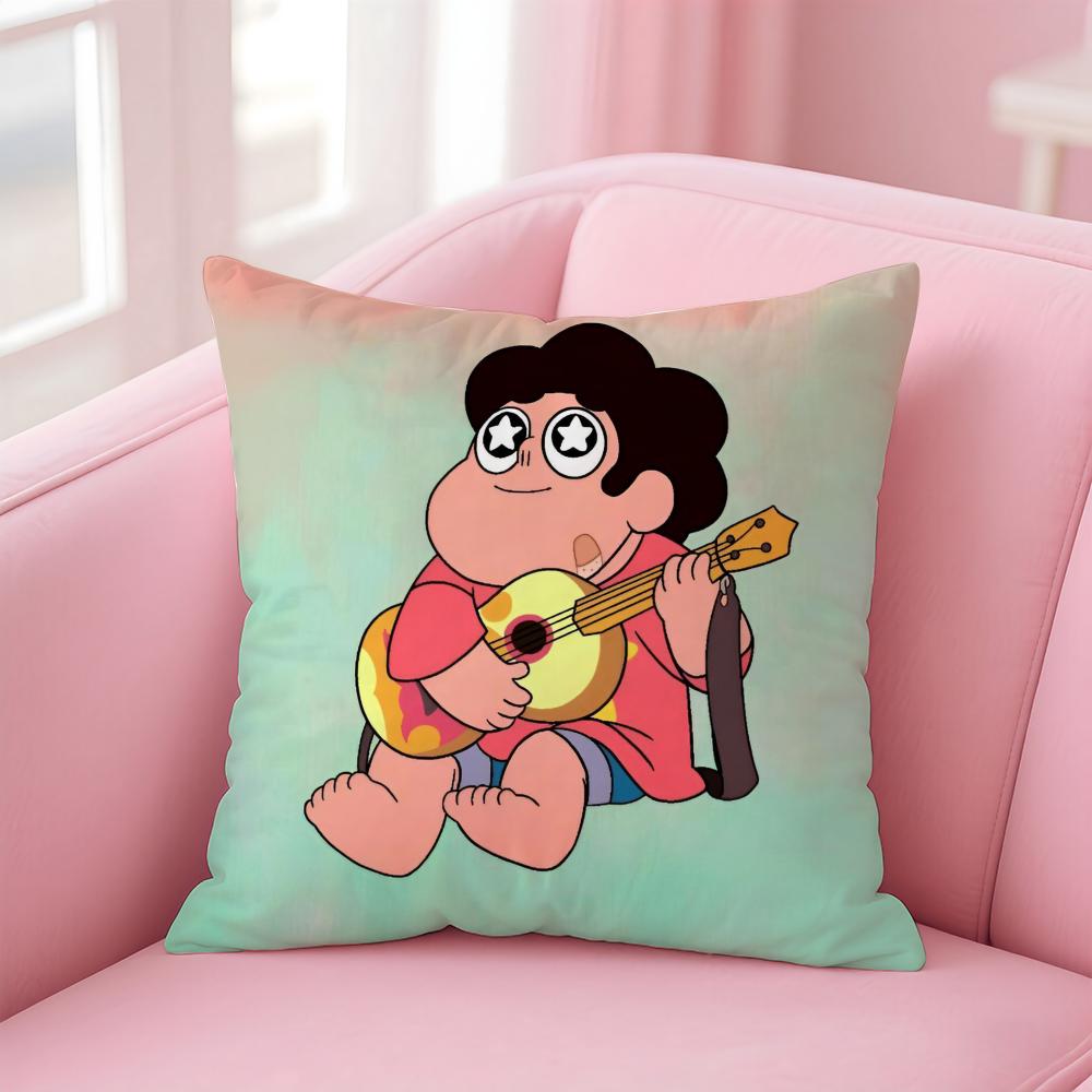 Kwaii Anime S-Steven U-Universe Cushion Cover Pillowcase Short Plush Invisible Zipper Room Sofa Cushion Cover