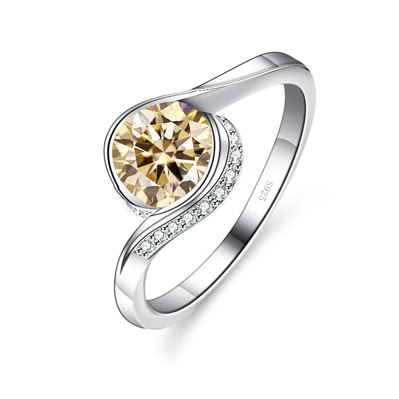 Bague Ringen S925 Pure Inlaid 1ct D Color Moissanite Roundabout Bag Series Women's Simple Closed Ring