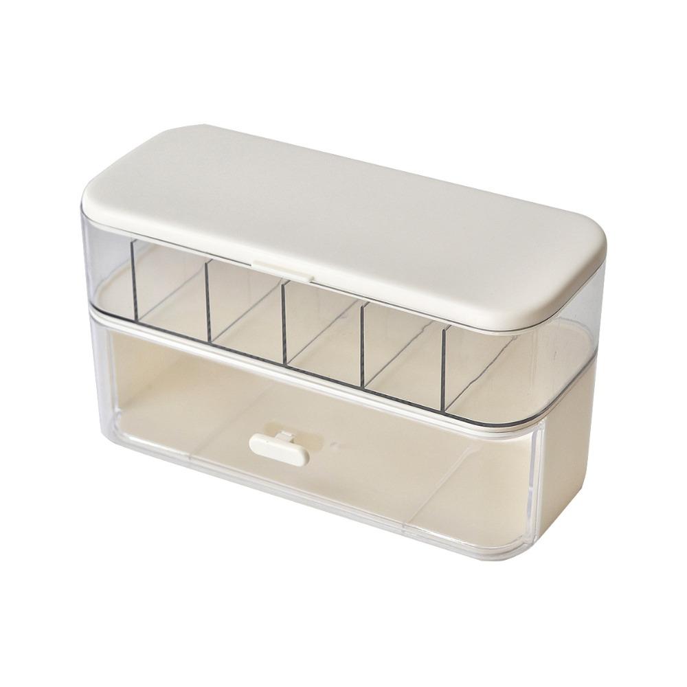 

Clear Earphone Charger Case with Cover Charging Line Storage Container Stationery бежевый