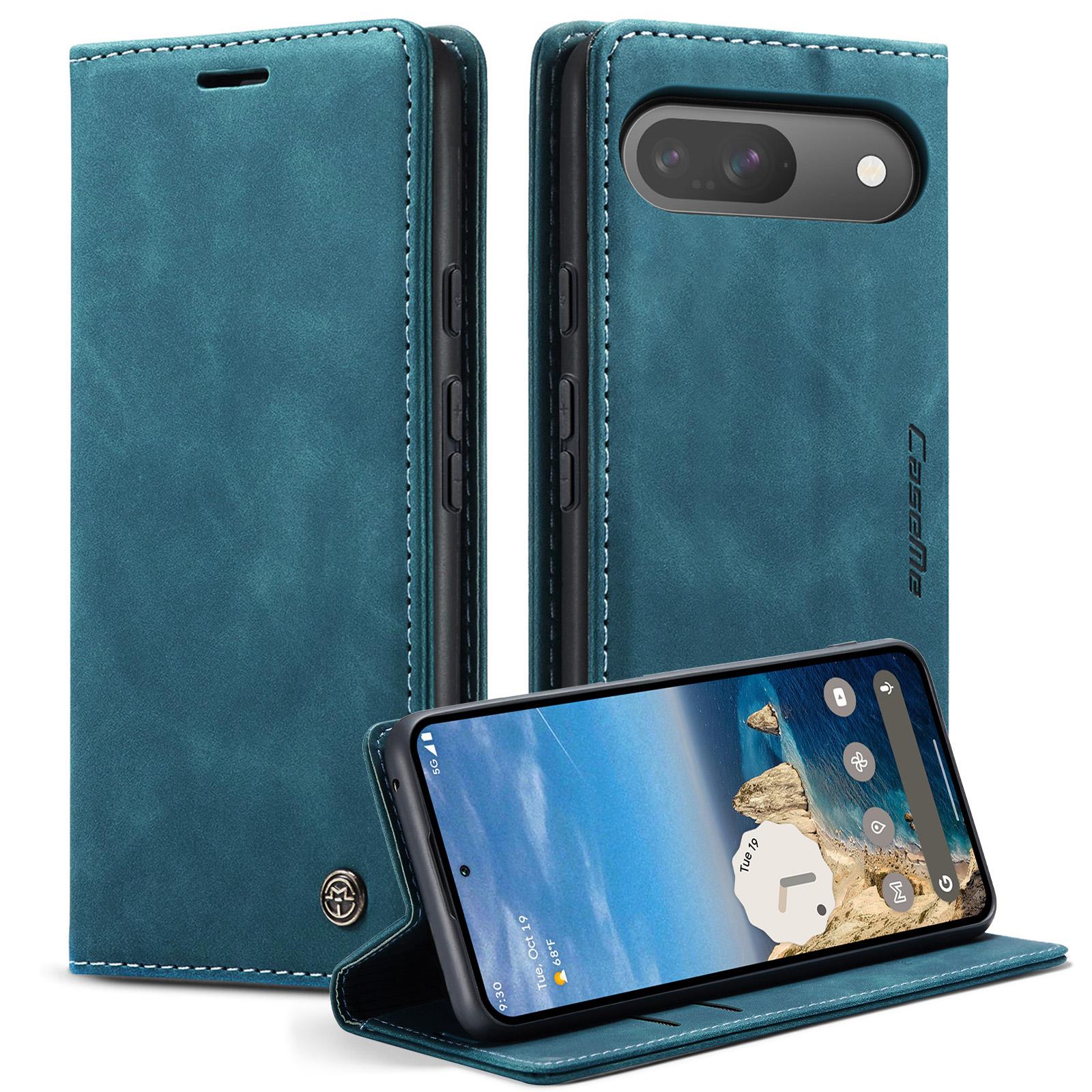 

For Google Pixel 10 Pro/Google Pixel 10 Wallet Case CASEME 013 Series PU Leather Phone Cover Stand Blue