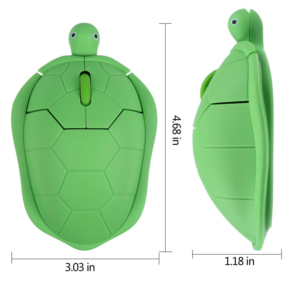 Wireless Mouse with Cute Turtle Medium for Fun Character Compatible with 2.4Ghz Design, Size, Quiet, Battery-Operated, Optical, Lightweight, Kids,