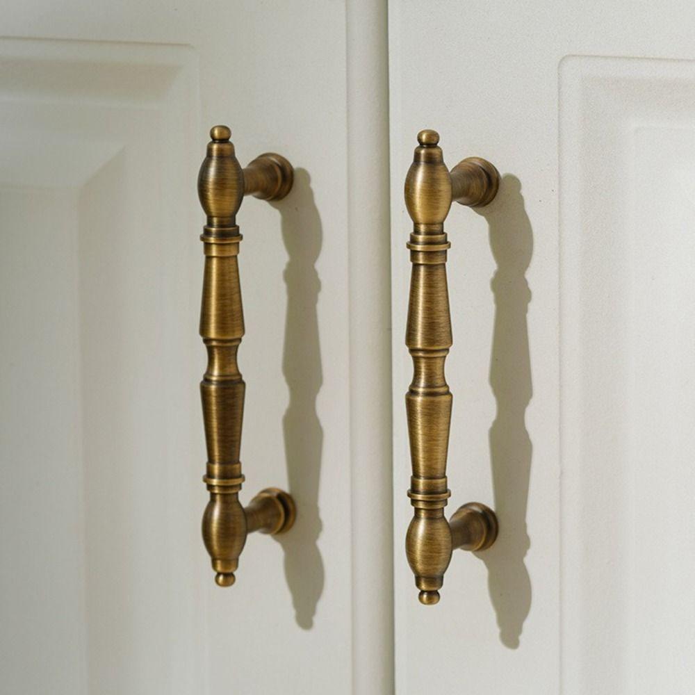 Solid Brass Furniture Handles Brushed Antique Brass Drawer Knobs Retro Cabinet Pulls For Wardrobes