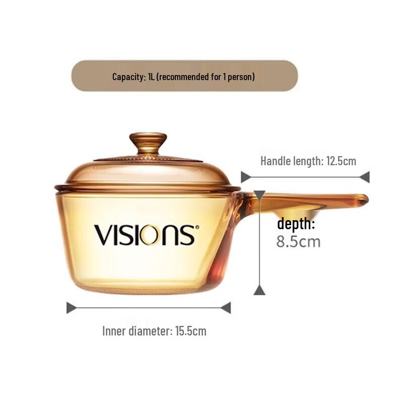 Corning VSP-1 1L Single Handle Glass Saucepan