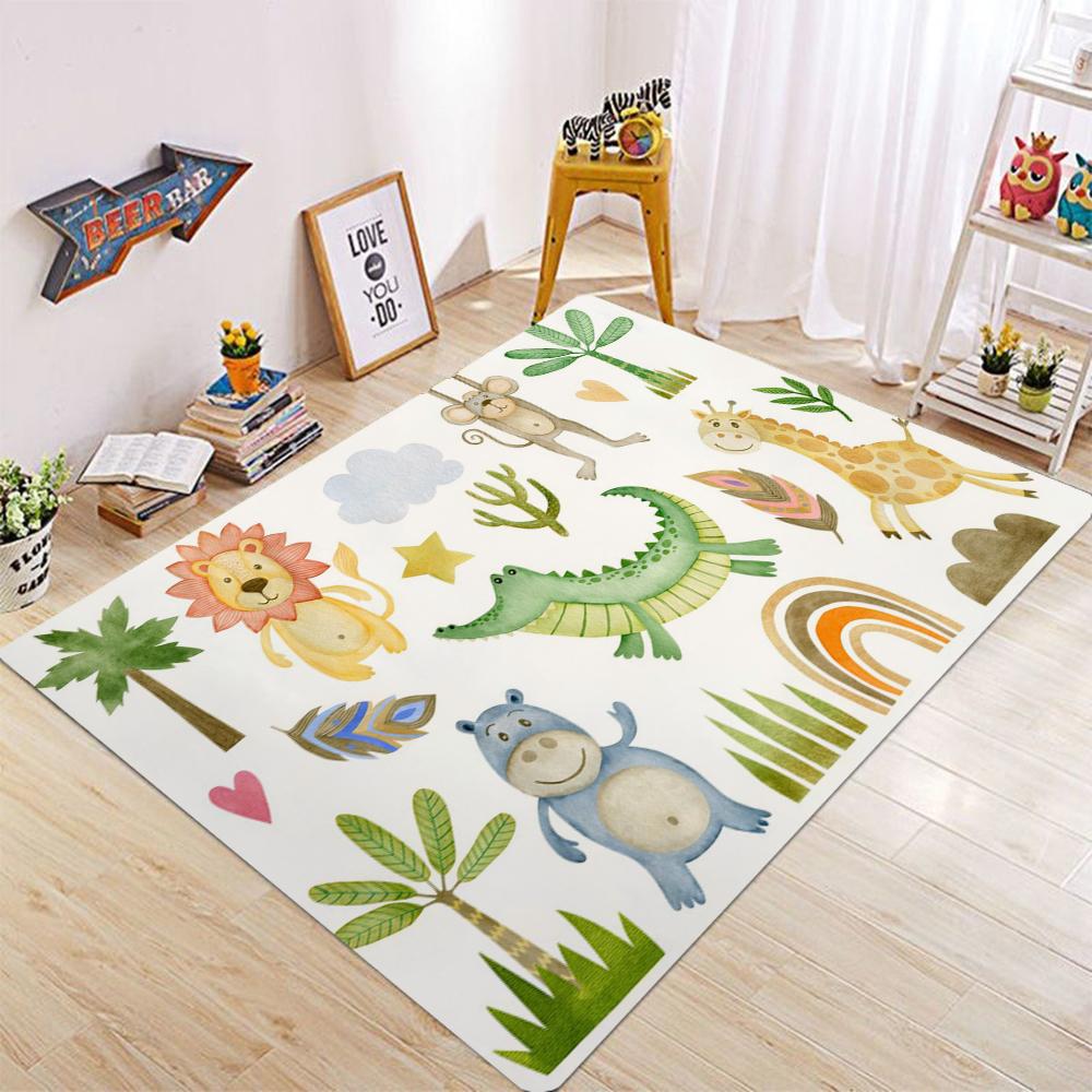 Tropical Animals Print Carpet Bedroom Area Rug Computer Chair Swivel Floor Mat Living Room Cartoon Children's Room Floor Mat