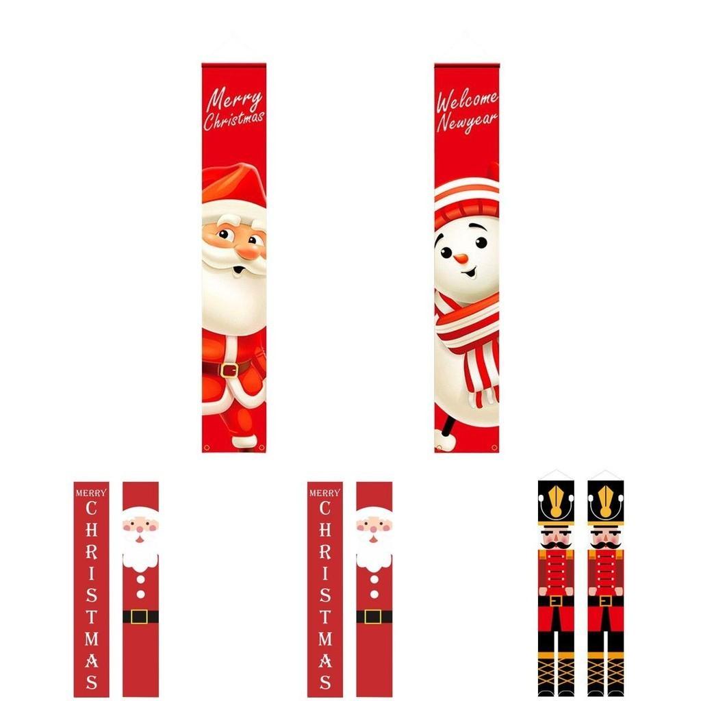 Festive Christmas Door Banner Snowman Santa Hanging Wall Decor