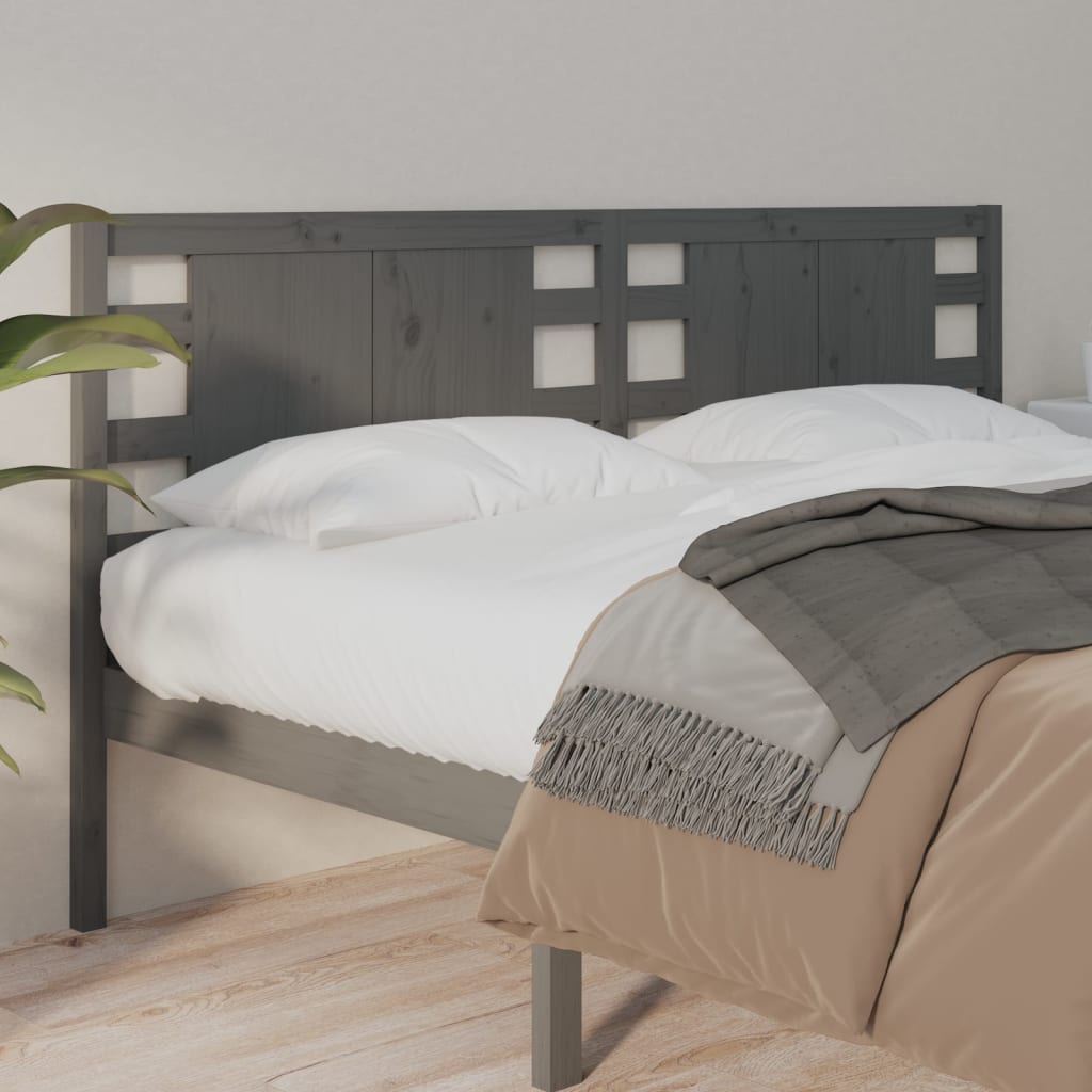 Headboard Gray 146 x 4 x 100 cm Solid Pine Wood