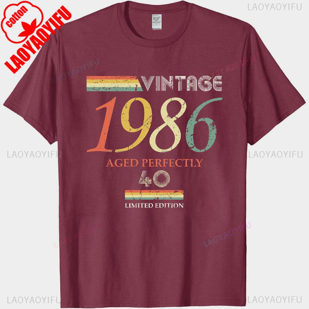 Vintage Made in 1986 40th Birthday 40 Years Old TShirts Summer Graphic Cotton Streetwear ShortSleeve Gifts Tee Men Tops