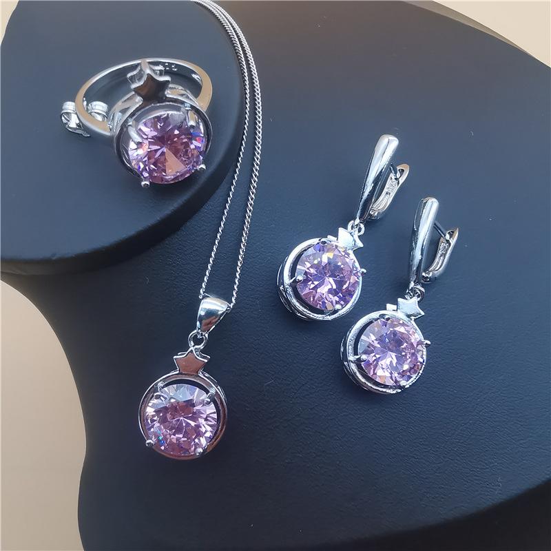 New Popular Star Round Tanzanite Jewelry Three Piece Set