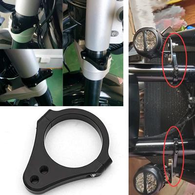 HYEPIVOT CNC Aluminum Motorcycle Fork Tube Bracket Steering Damper Frame Mounting Clamp Foot Fixer Hardware Parts Stabilizer Universal 60mm Black