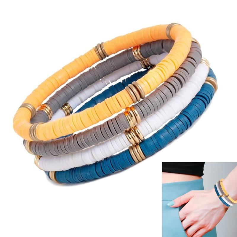Fashion Colorful Beaded Bracelet Elastic Bracelet Soft Clay Stacking Bracelet Suitable for Casual and Party Wear