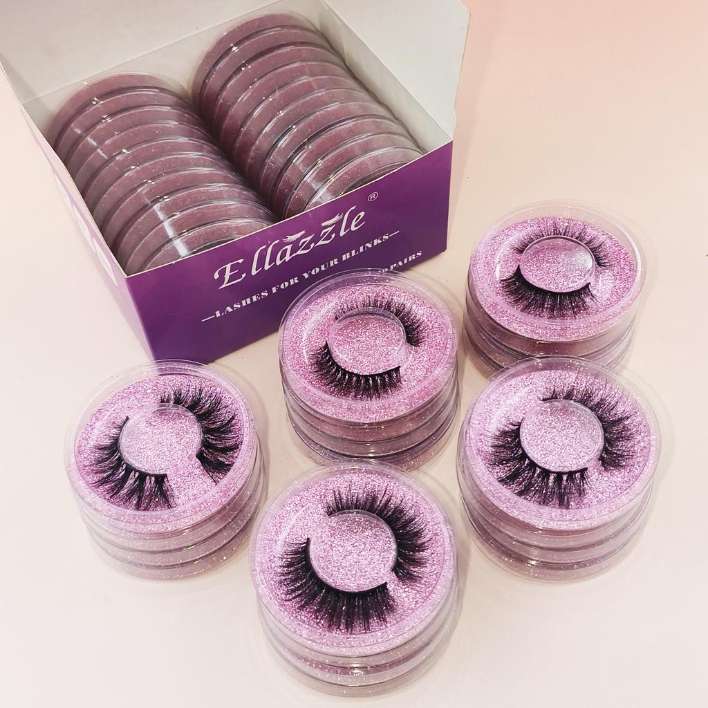 20 Pairs 3D Mink Lashes Cat Eyelashes Fluffy Wispy Volume Lashes Natural Feathery Effect Lightweight Flexible Band Fake Lashes