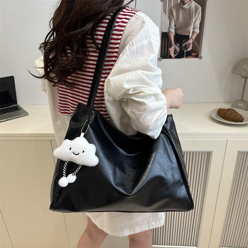 Tote bag large capacity summer new solid color casual simple versatile portable shoulder armpit bag commuter bag