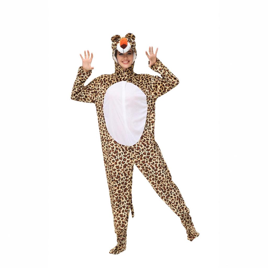 Halloween Adult Couple Cartoon Animal Onesie Leopard Role-playing Costume