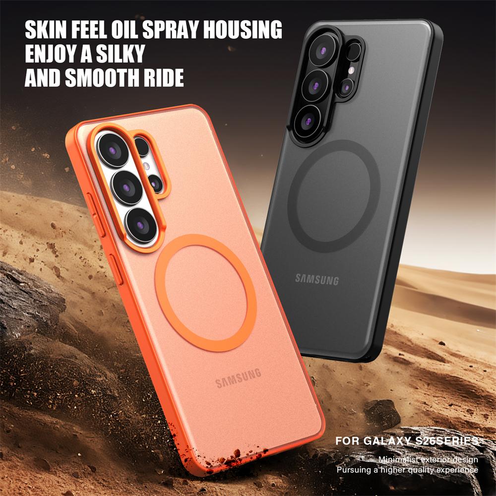 For Samsung Galaxy S26 Ultra S26 Plus For Magsafe Matte Translucent Phone Case Magnetic Wireless Charging Shockproof Clear Cover