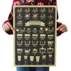 1pc Nostalgic Vintage Bar Cafe Decoration Kraft Paper Poster Sticker Wall