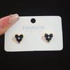 Temperament Black Heart Rhinestone Stud Earrings for Women Crystal Personality Unique Ear Wedding Jewelry