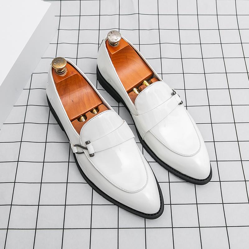 Fashion New Men's White Patent Leather Casual Shoes Luxury Designer Male Formal Wedding Dress Monk Strap Loafers Homecoming Footwear