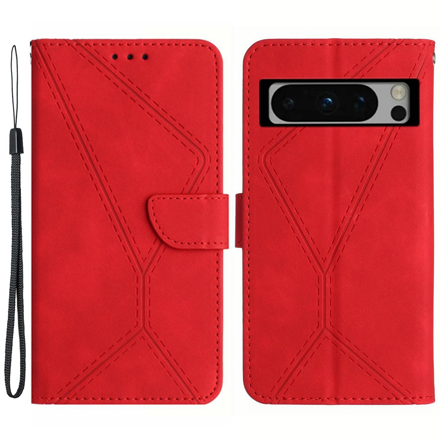 

HT05 Чехол из ПУ кожи для Google Pixel 8 Pro, приятный на ощупь, с тисненым рисунком, кошелек-подставка Red