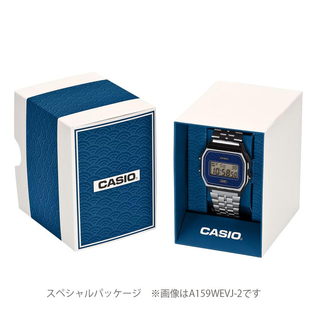 CASIO CLASSIC Digital Seigaiha Silver Watch, Pattern, A159WEVJ-7