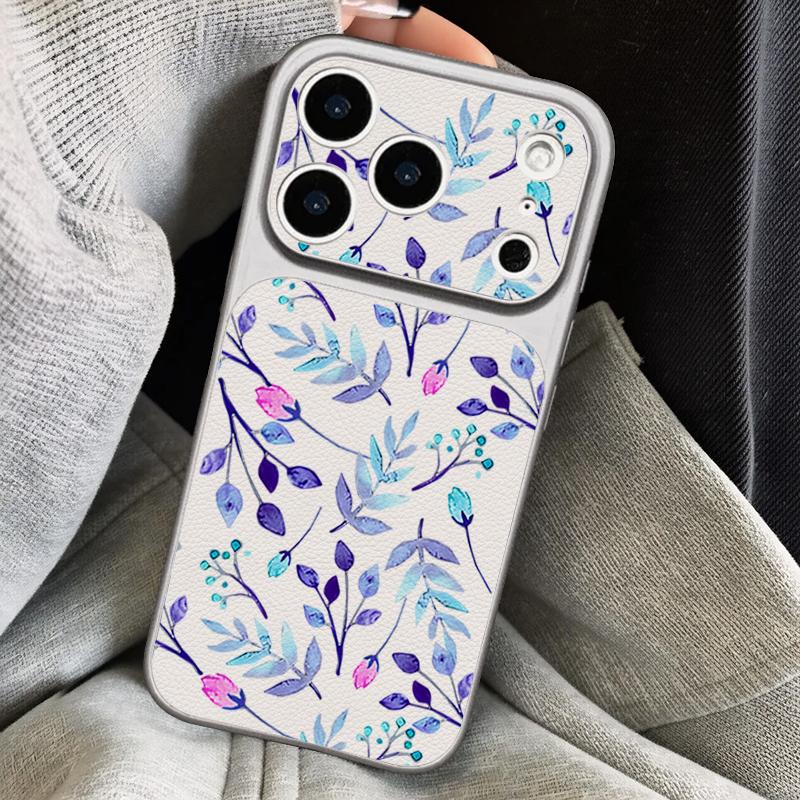 Black Lotus Floral Leather Lanyard Case For iPhone 18 Pro Max Hybrid TPU+PU Anti-skid Soft Cover For iPhone 17 16 15 14 13 Pro Max