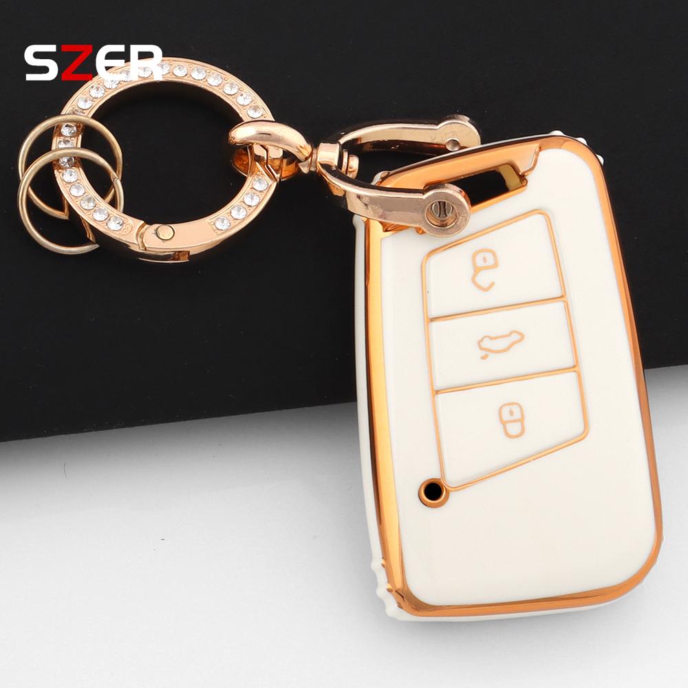 Tpu Car Key Case Cover Bag Shell For Vw Volkseagen Passat B8 Magotan For Skoda Superb A7 Kodiaq Seat Fob Keychain Accessories