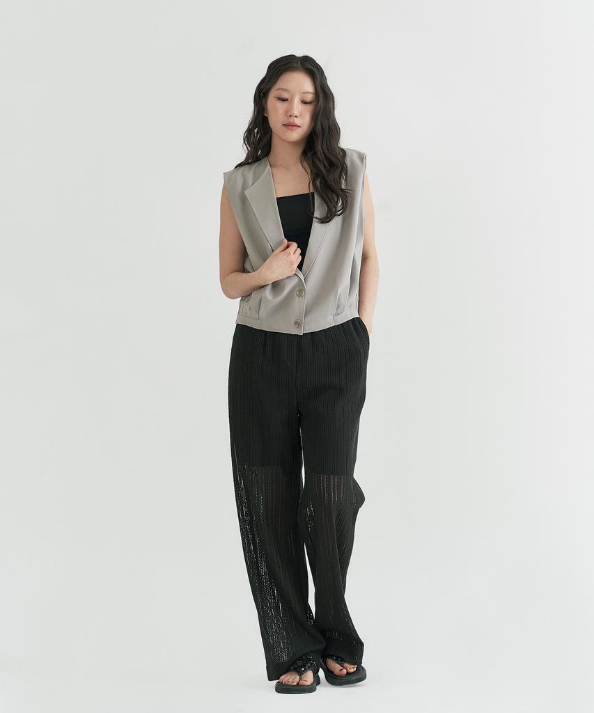 Peulleio Wide Fit Lace Pants _ Black