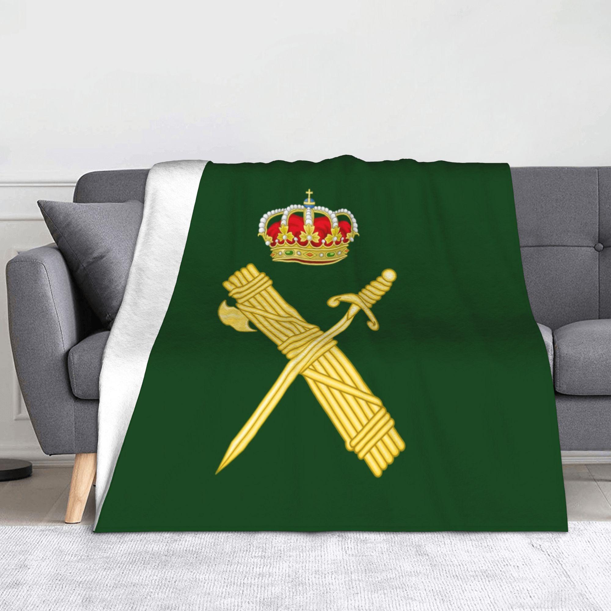 Spanish Guard Civil Logo Plush Blanket Spain Custom Throw Blankets for Home Hotel Sofa 150*125cm Bedspreads 30x40in