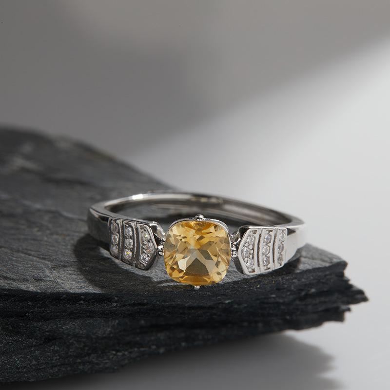Original Design Does Not Fade Niche High Sense S925 Sterling Silver 18K Natural Citrine Lucky Treasure Ring Women