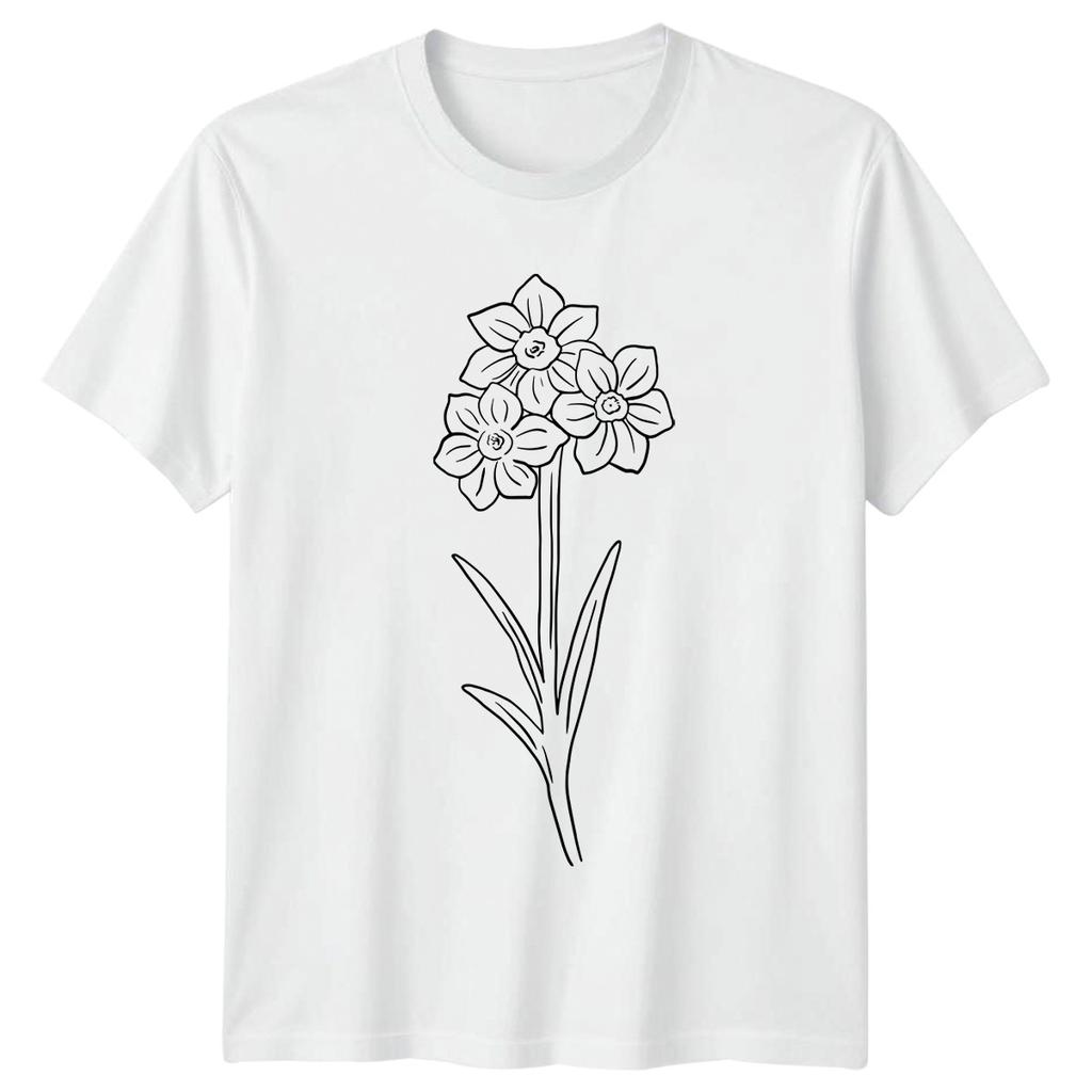 Simple Daffodil Flower Line Art TShirt Botanical Gardening Mothers Day