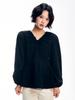 ADOREBELLE V-Neck String Ribbon Blouse - Black