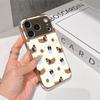 Lucky Start Phone Case For iPhone 17 16 15 14 13 12 11 Pro Max 16E Gold Electroplated glass shell  Cute Dog Dessert Pattern Cover