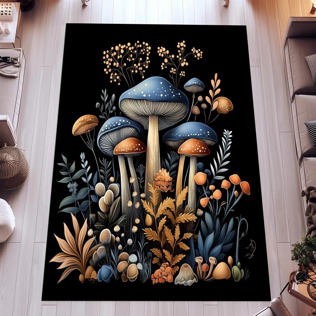 Retro Traditional Mushroom Carpet Living Room Decorative Bedroom   Carpet Floor Mat Bedside Rugs Floor Mats